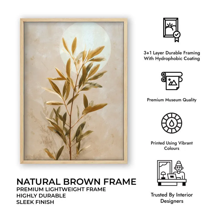Botanical Harmony Archival Paper Wall Painting With Brown Frame media 7