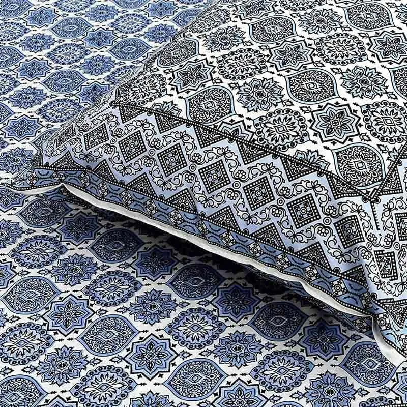 Neelambari Jaipuri Cotton Bedsheet (Blue) - 144 TC media 3