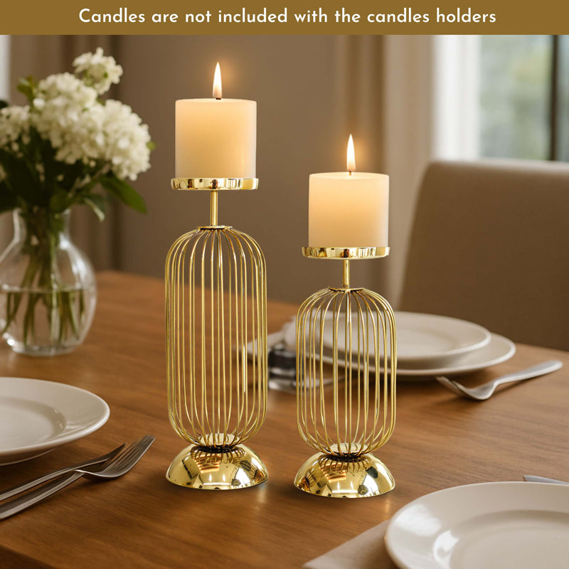Aurin Metal Candle Holder - Set Of Two media 3