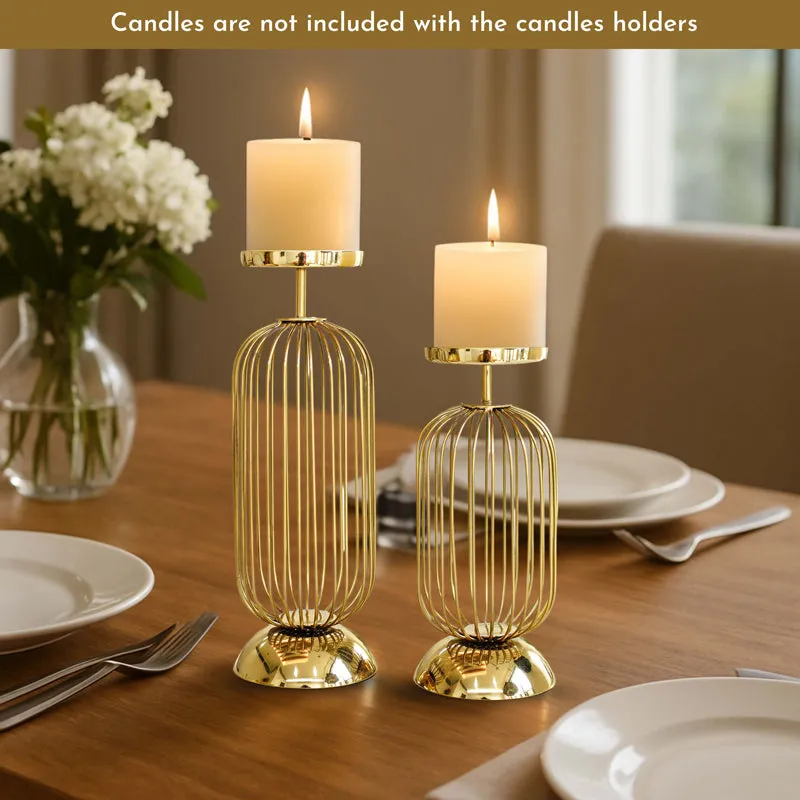 Aurin Metal Candle Holder - Set Of Two media 3