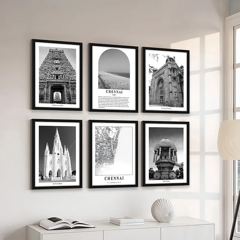 Monochrome Monuments II Wall Art With Frame - Set Of Six media 3