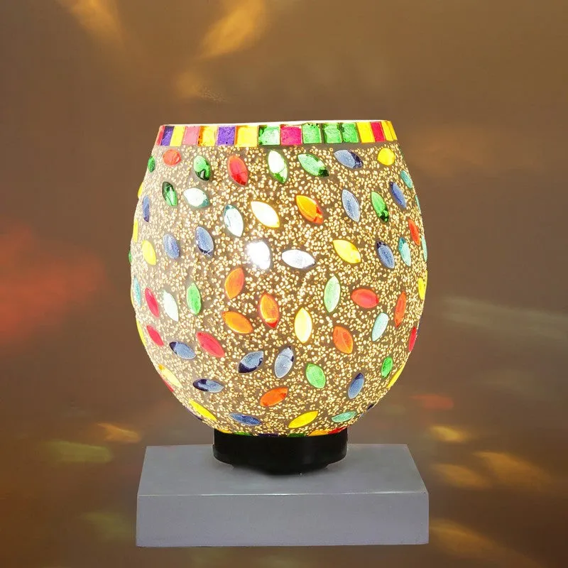 Glimara Mosaic Glass Table Lamp With Wooden Base - Multicolor media 7