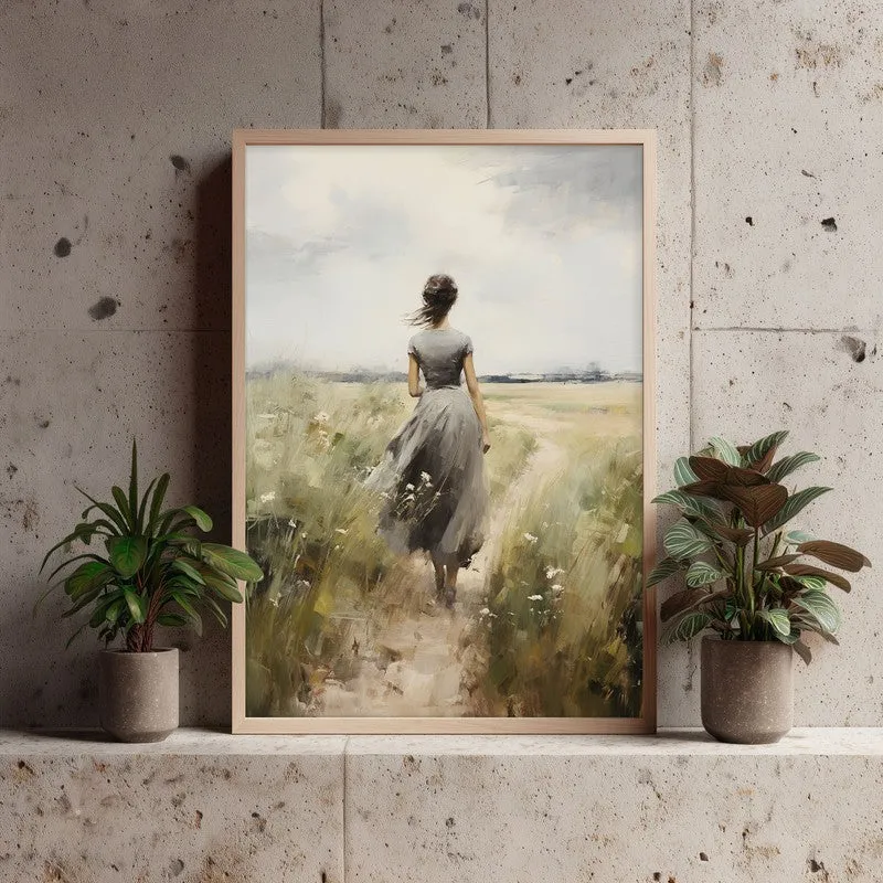 Fields of Solitude Archival Canvas Wall Art - Natural Brown Frame media 4