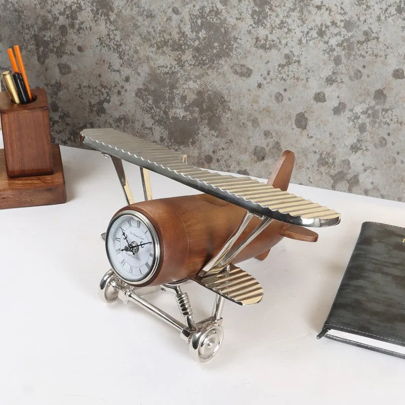 Vintage Airplane Table Clock Silver media 3