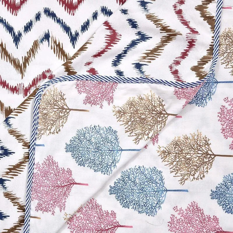 Arav Autumn Reversible Cotton Dohar (Blue & Pink)  - 180 GSM media 4