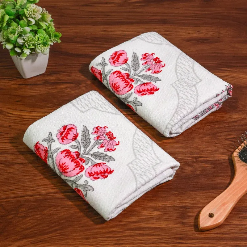 Flora Drift Cotton Hand Towel (Brown) - Set Of Two media 1
