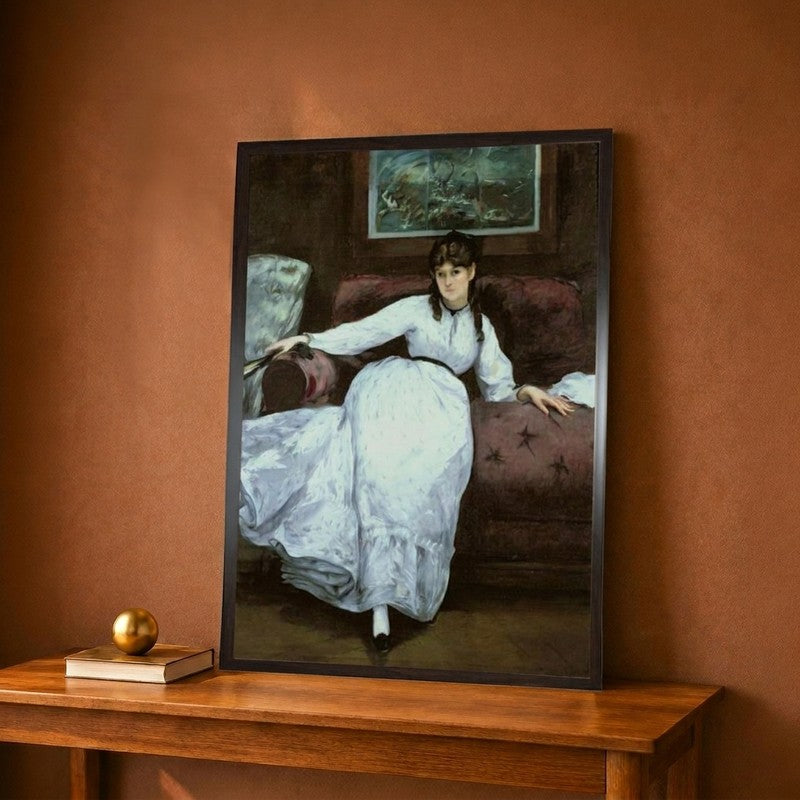 The Rest Portrait of Berthe Morisot 1870 Canvas Wall Painting - 9 x 12 Inches