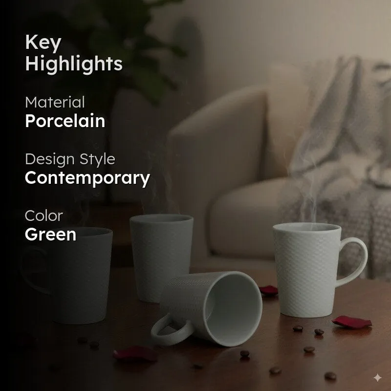 Jorven Porcelain Coffee Mug (280 mL Each) - Set Of Four media 2