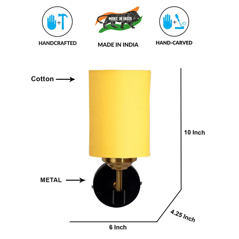 Sienna Sleek Steel & Cotton Wall Lamp - Yellow media 6