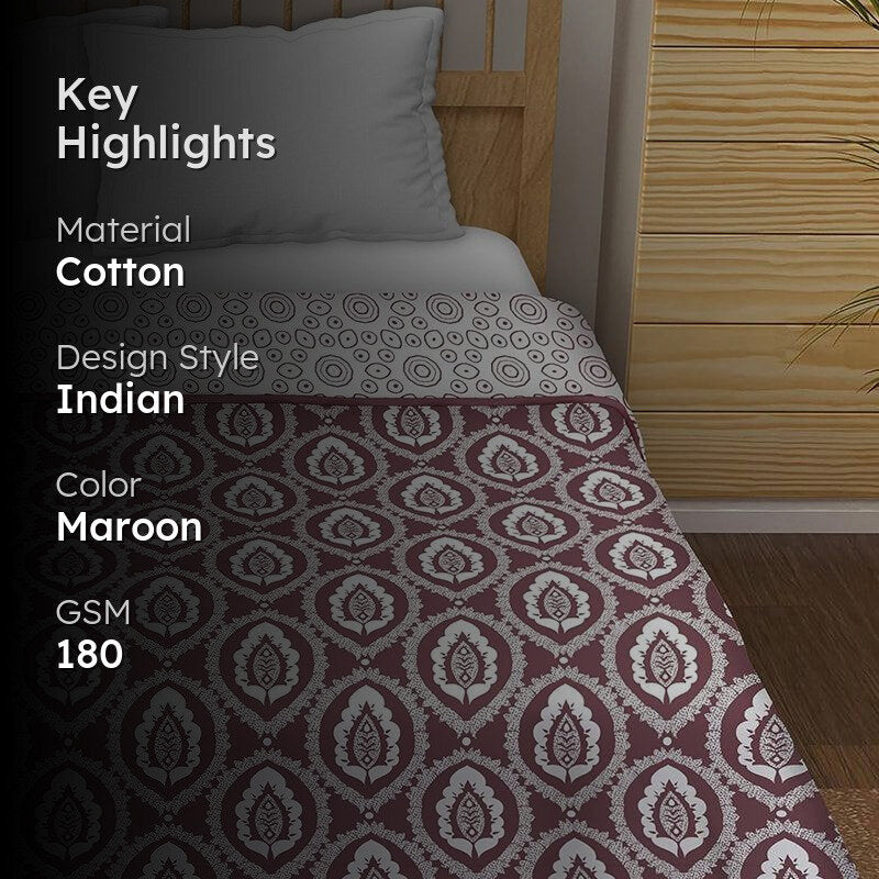 Jinita Reversible Cotton Dohar (Maroon)  - 180 GSM media 2