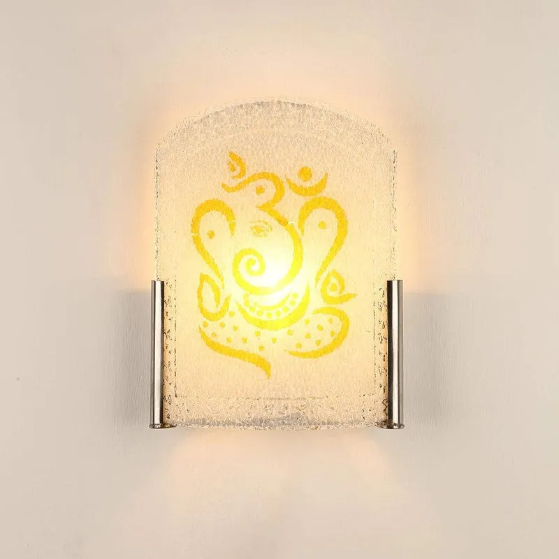 Divine Ganpati Glass Wall Lamp - White media 5