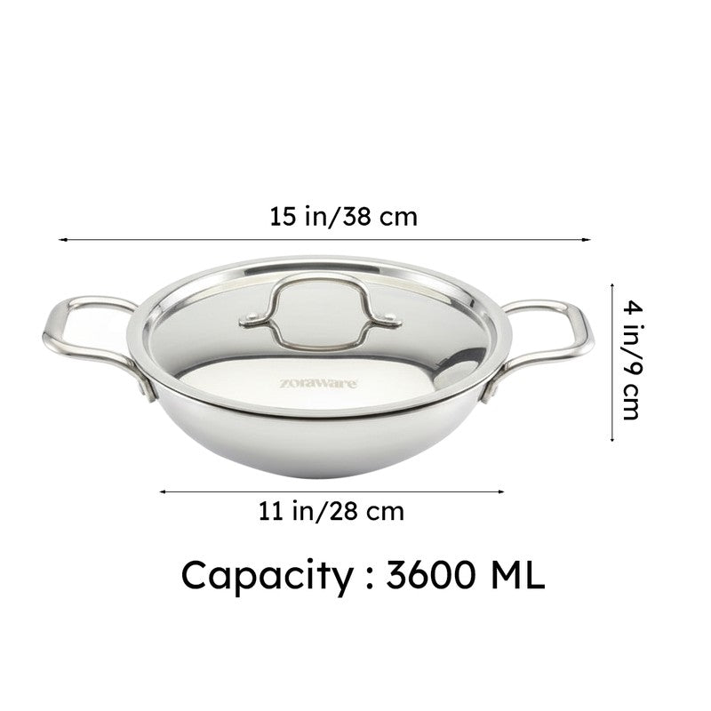 Zoraware Kadhai With Lid - 3600 mL/28 CM media 9