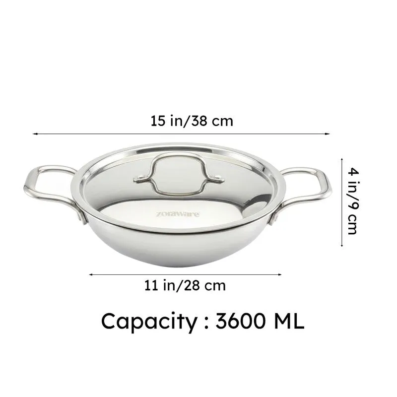 Zoraware Kadhai With Lid - 3600 mL/28 CM media 9