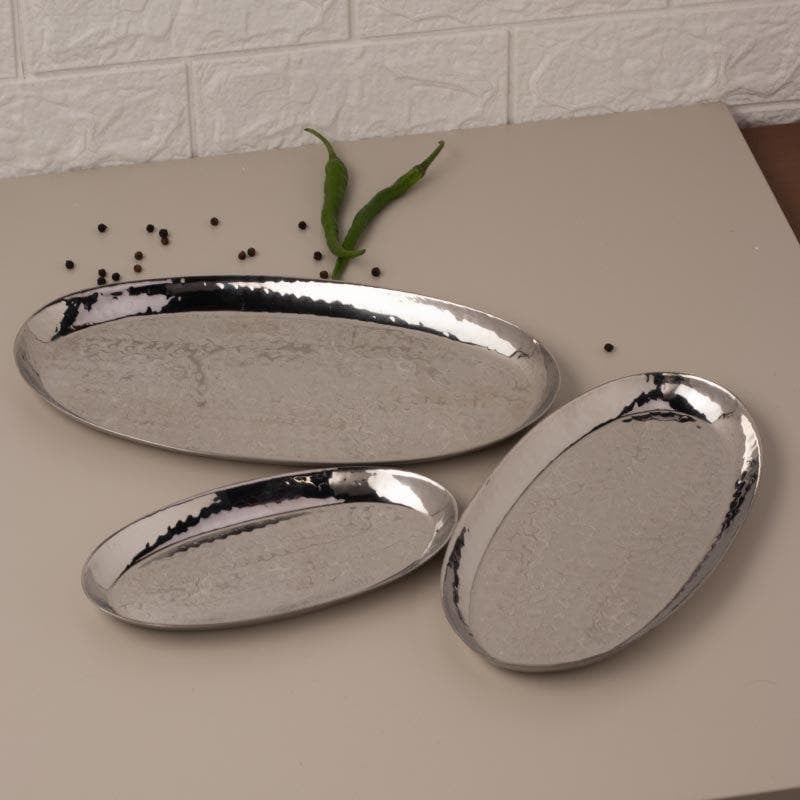Vintage Charm Hammered Oval Stainless Steel Platter - 9.8 Inches media 3