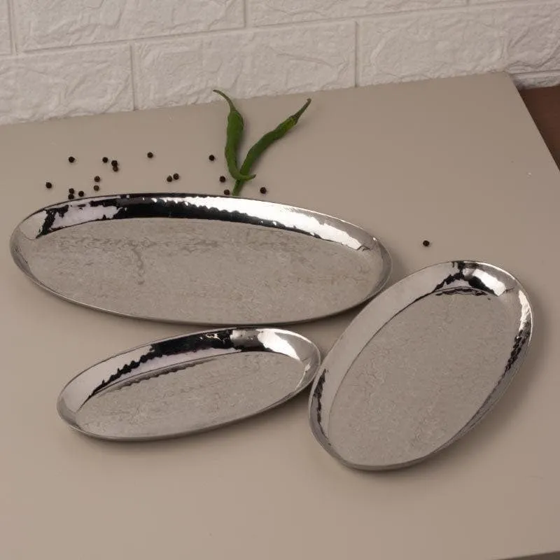 Vintage Charm Hammered Oval Stainless Steel Platter - 9.8 Inches media 3