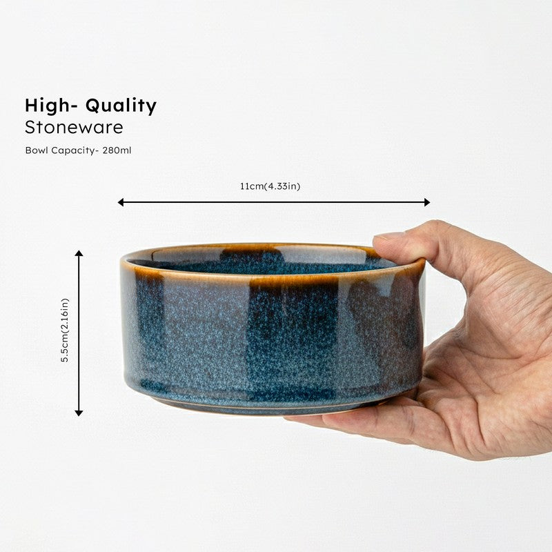 Whimsi Ceramic Soup Bowls (280 mL,Blue) - Set Of Four media 7