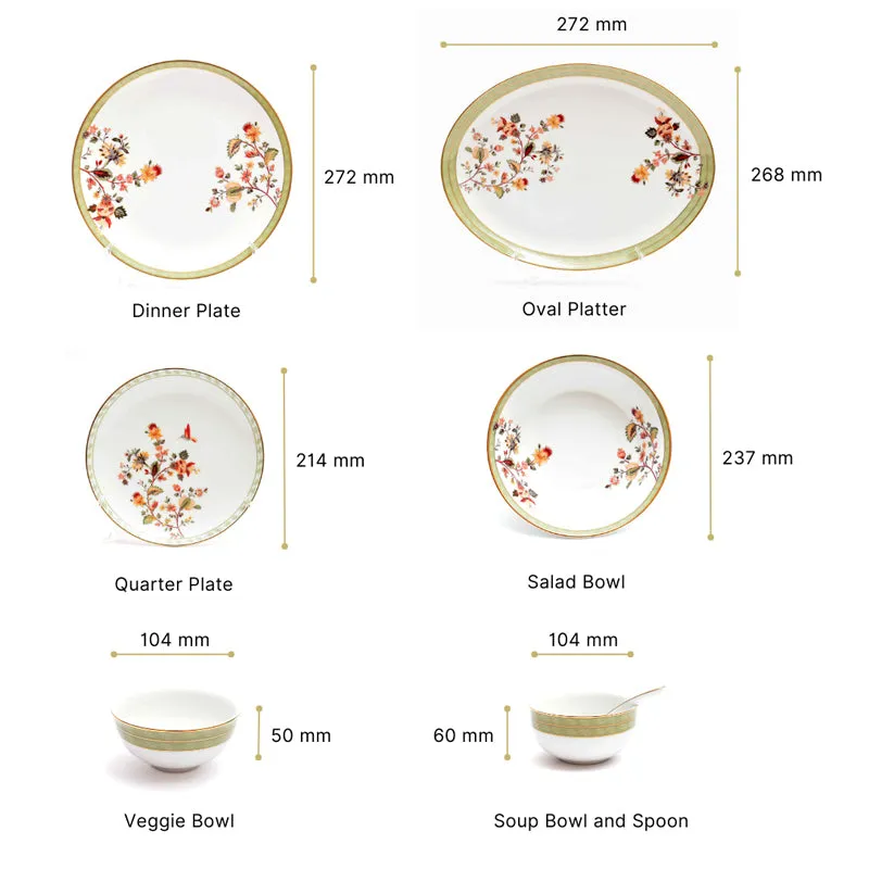 Painted Blooms 24k Gold Brushed Porcelain Dinner Set - 33 Piece Set media 15