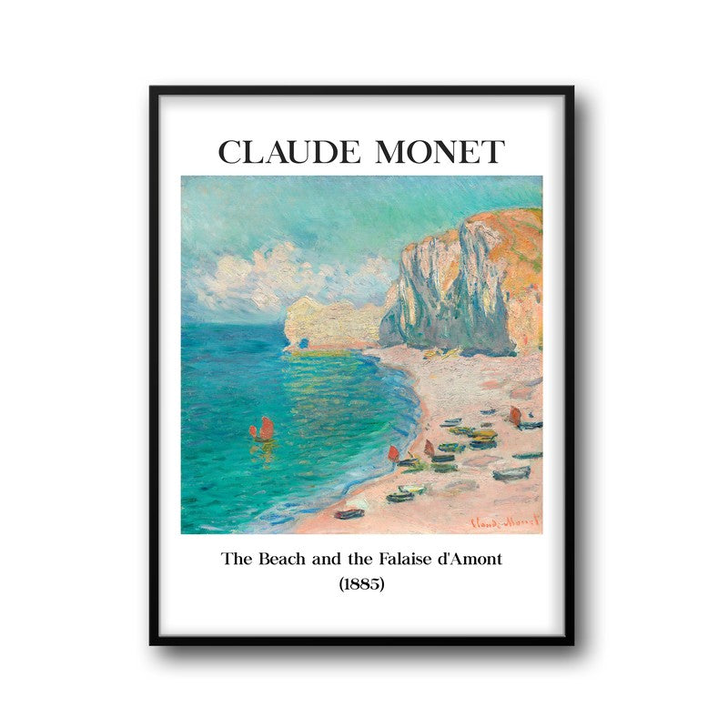 The Beach and the Falaise Damont Archival Canvas Wall Painting - Black Frame media 5