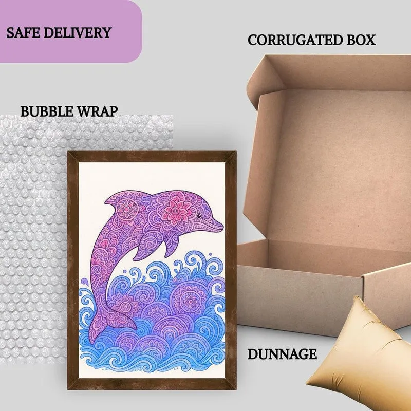 Aqua Bliss Paper Wall Painting With Frame - Brown media 8