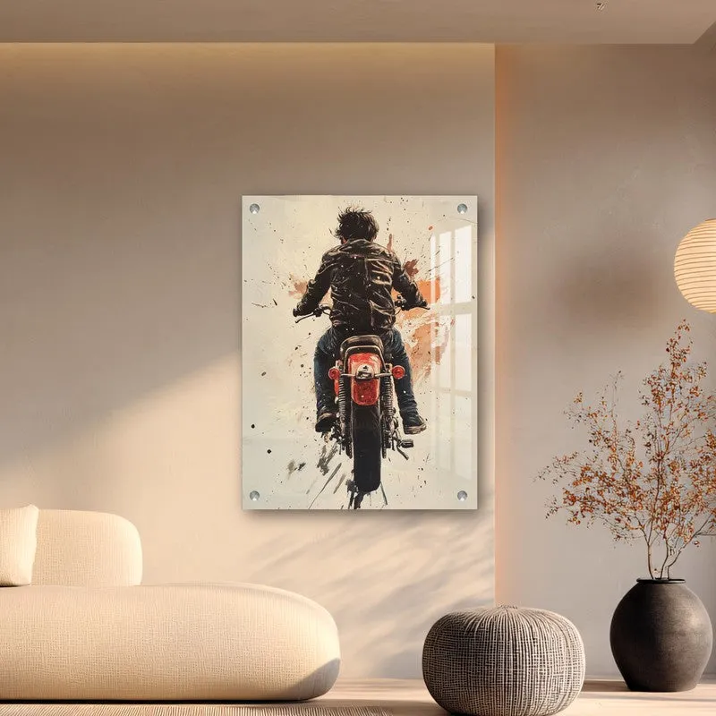 Rider on Wheels Motion Acrylic Art media 5