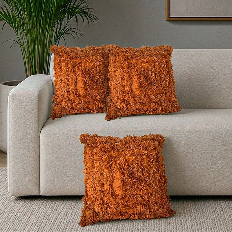 Monowave Tufted Cotton Cushion Cover Set - Set Of Three - 18 x 18 Inches