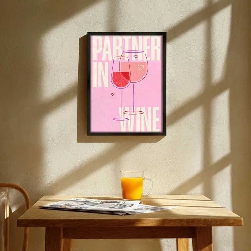 Partner In Wine Archival Canvas Wall Art - Black media 1