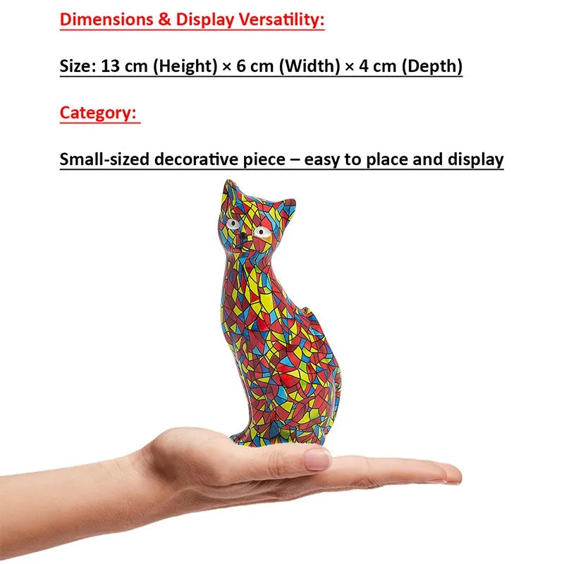 Mosaic Kitten Showpiece - Red, Yellow media 7