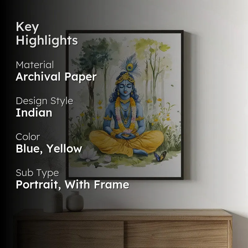 Sacred Balachandra Spiritual Archival Paper Wall Painting With Frame - Black media 2