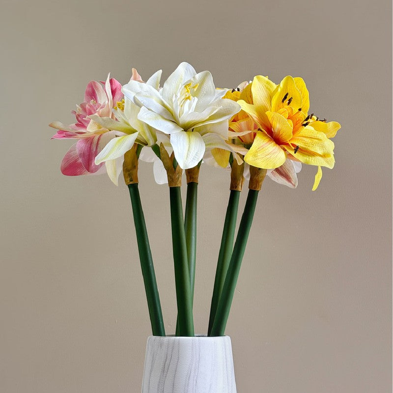 Amaryllis Artificial Floral Stems without Vase - Set of Five media 3