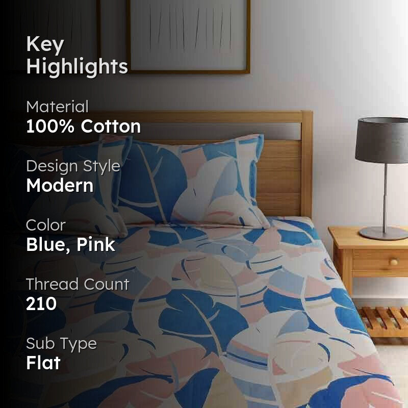 Blue Mist Cotton Bedsheet - 210 TC media 2