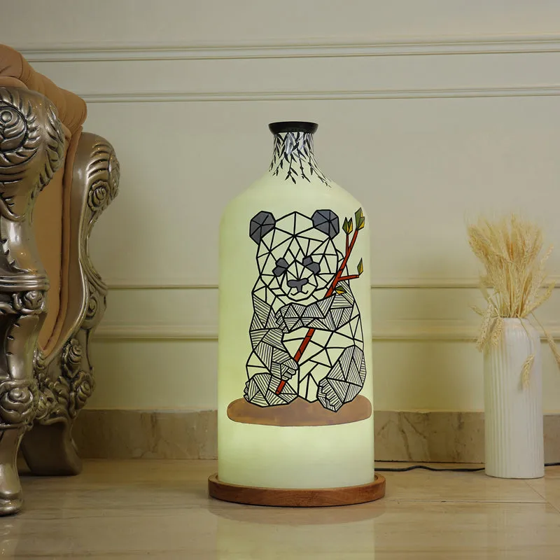 Panda Lines Hand Painted Glass Floor Lamp media 4