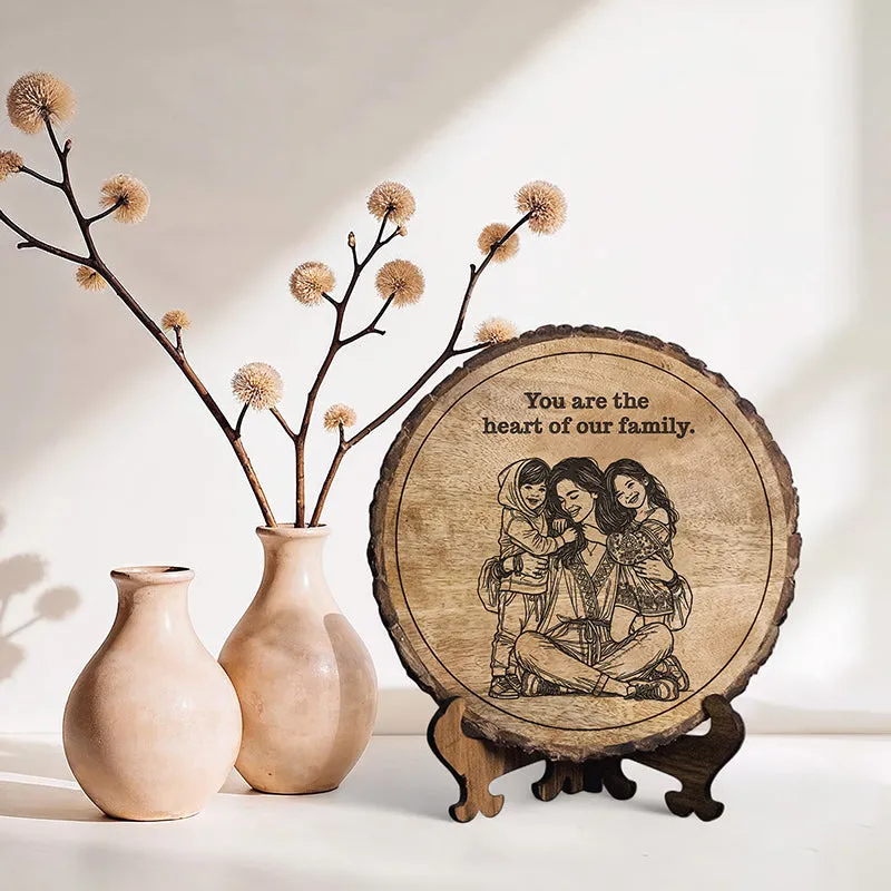 The Heart Of Our Family Wood Showpiece - Round media 1