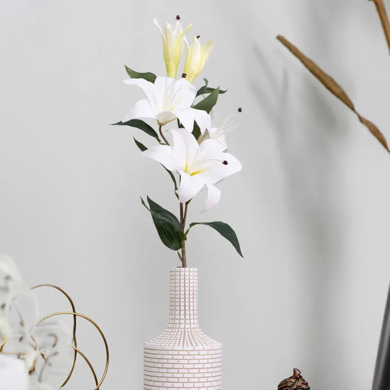 Elegant Artificial Lily Flower Stick - White media 4