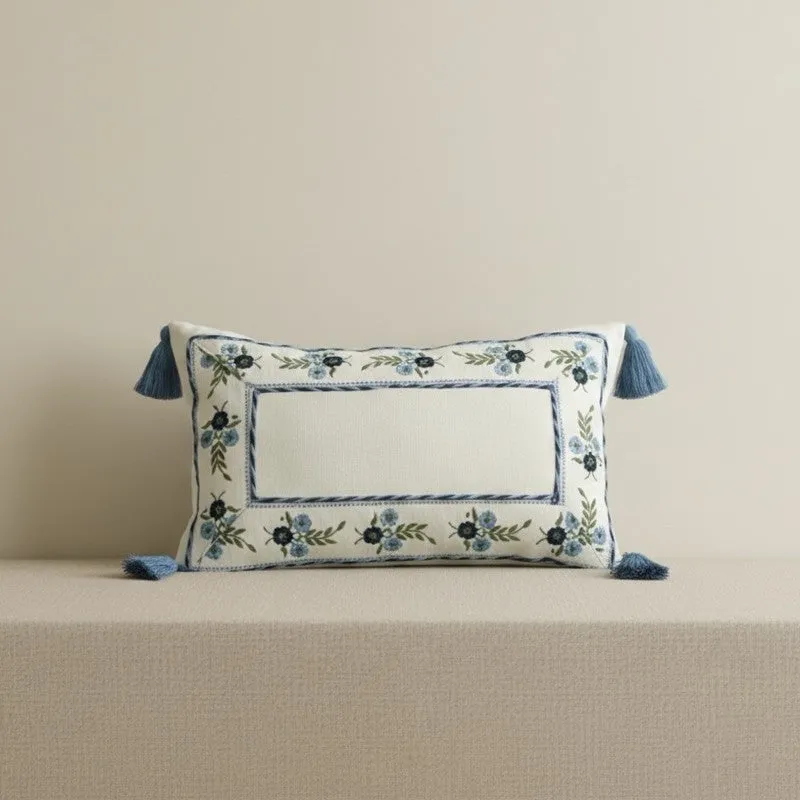 Flowera Embroidered Cotton Linen Cushion cover media 7