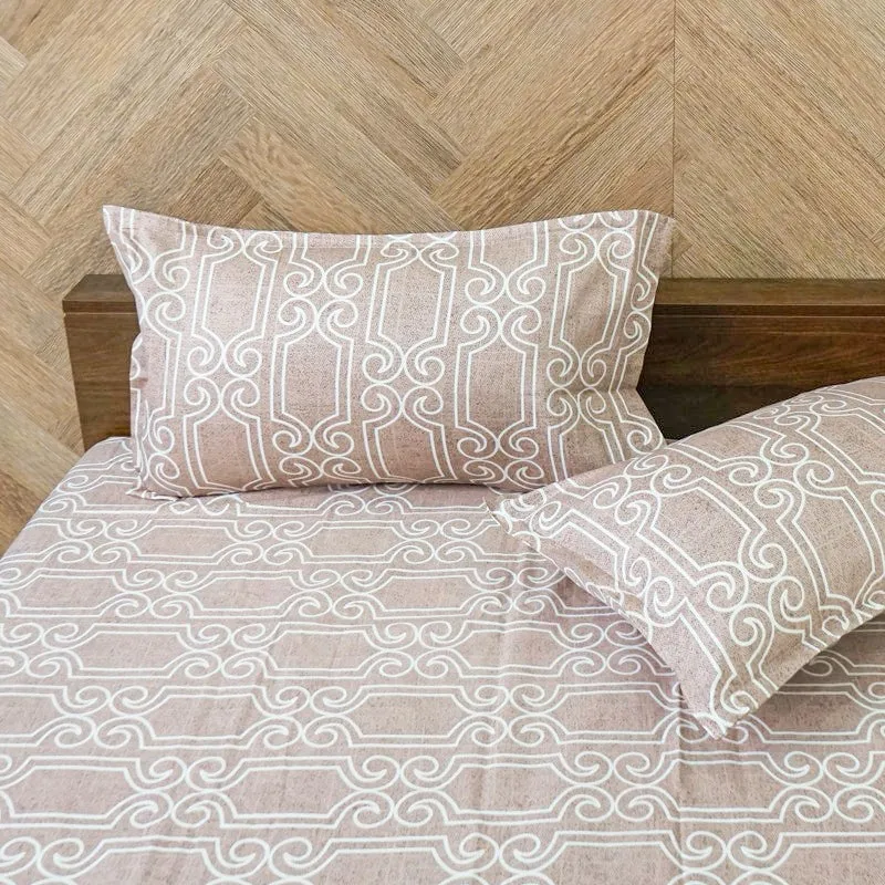 Antira Geometric Cotton Bedsheet (Pink) - 200 TC media 4