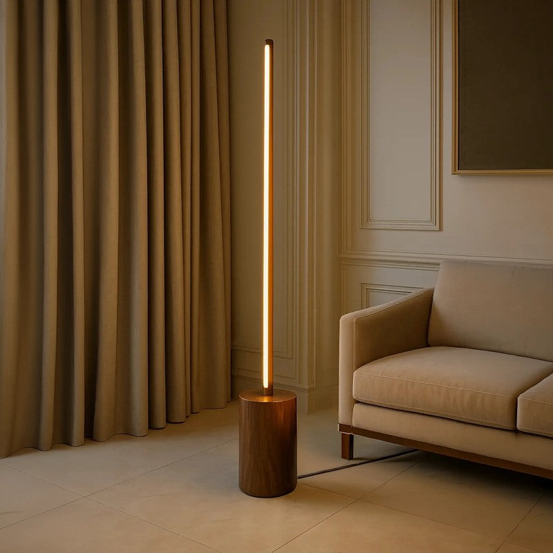 Warm Glow Cylindrical Rose Wood LED Wooden Floor Lamp media 3