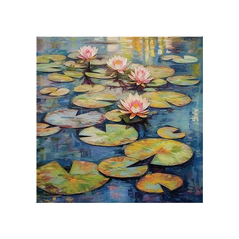 Pond Of Pink Blooms Wall Painting media 5