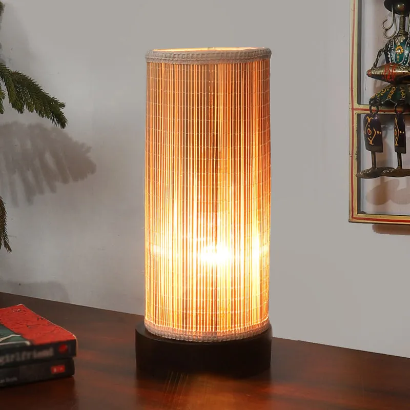 Vionelle Cylindra Curve Bamboo Table Lamp - Black media 3