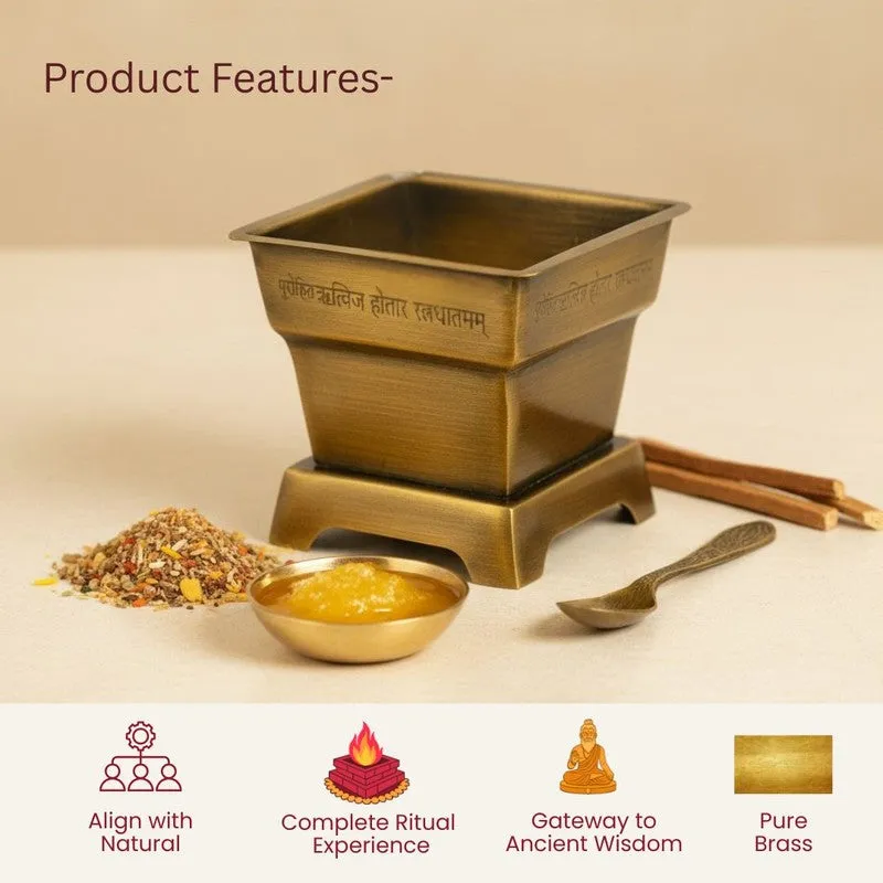 Mini Hawan Kund With Spoon (Gold) - Two Piece Set media 5