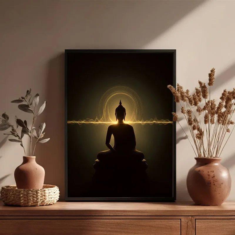 Silence Of Buddha Archival Paper Wall Painting With Black Frame media 6