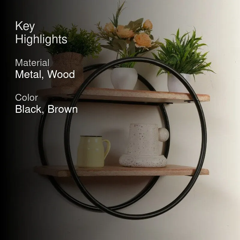 Zalvin Boho Wooden Shelves Wall Rack - 2