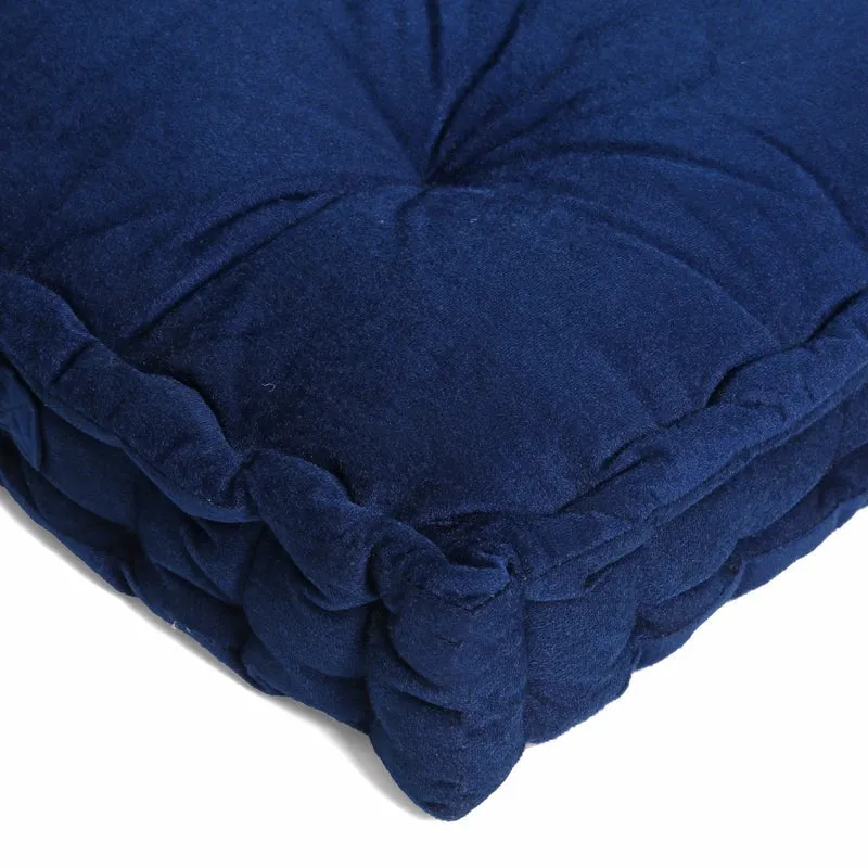 Thera Velvet Floor Cushion (Blue) - Set Of Two media 5