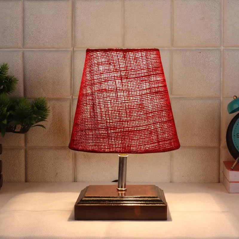 Niksha Jute Table Lamp - Maroon,Brown media 1