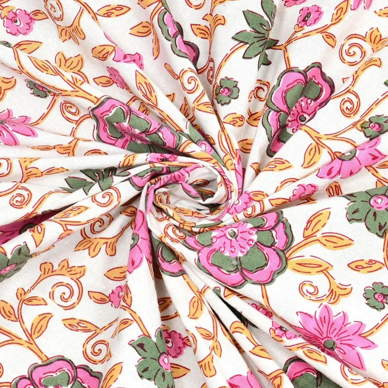 Gridon Cotton Bedsheet (Pink,Beige) - 240 TC media 5