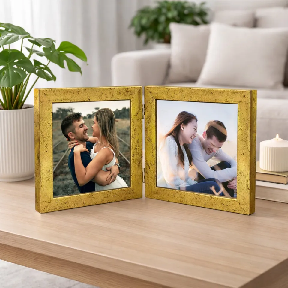Rustic MDF Photo Frame - Golden media 1