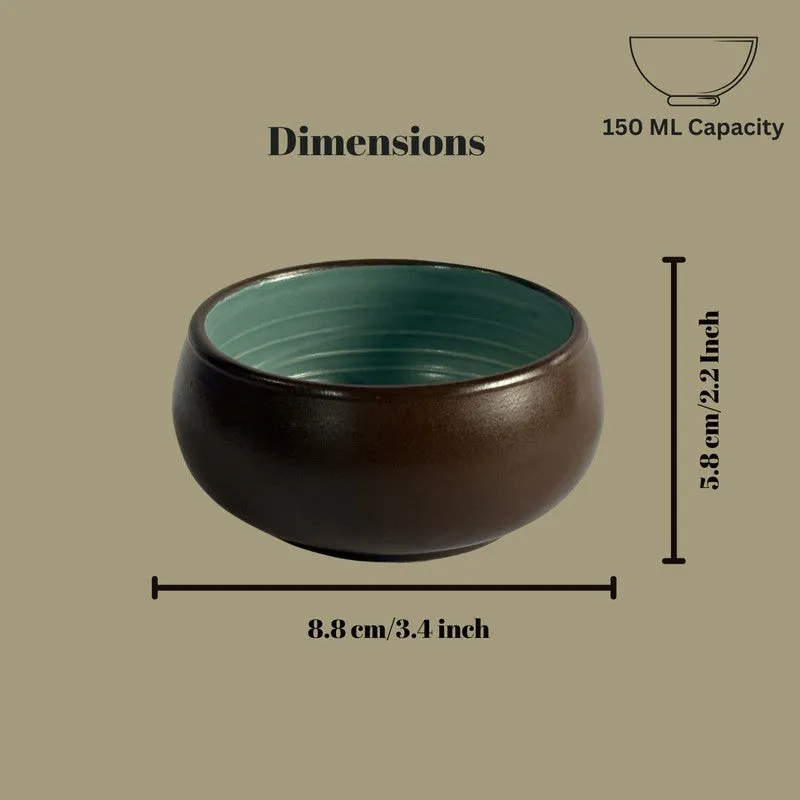 Chestnut Handcrafted Ceramic Dip Bowls (Brown,150 mL) - Set Of Six media 7