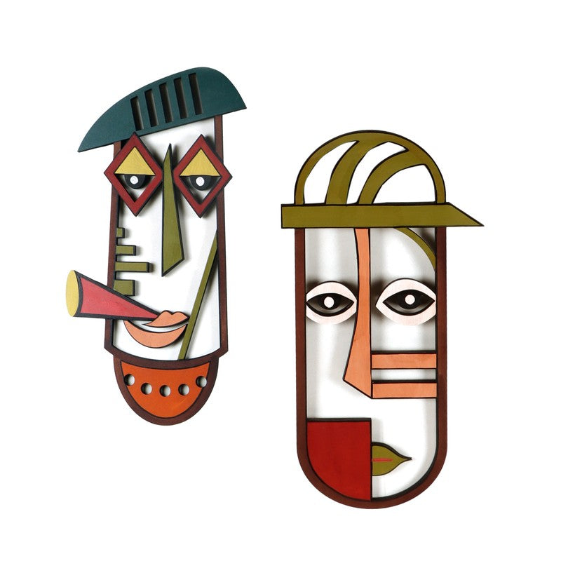 Bhusha Mask Wooden Wall Accent - Set of Two media 3