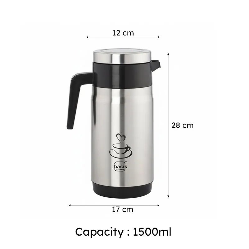 Lyra Stainless Steel Flask (Black,Silver) - 1500 mL media 5