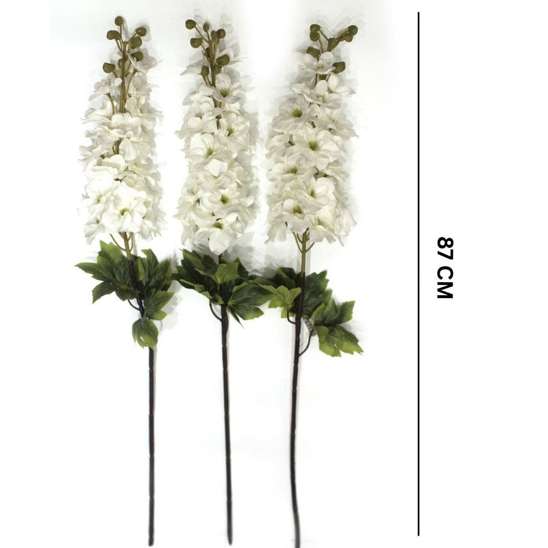 Real Look Artificial Delphinium Flower Stick - White media 6