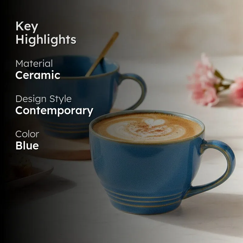 Gradient Brew Ceramic Coffee Mug (Light Blue/500 mL Each) - Set Of Two media 2